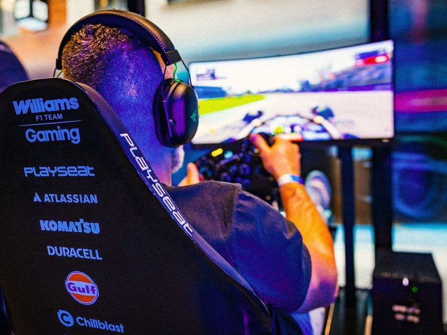 Sim racer at the Williams F1 fan zone activation