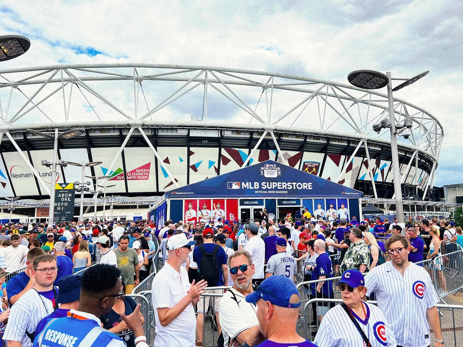 Fans outside the MLB Superstore at London Stadium
